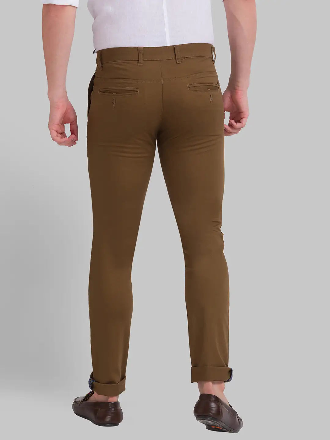 Men Slim Fit Medium Fawn Trouser