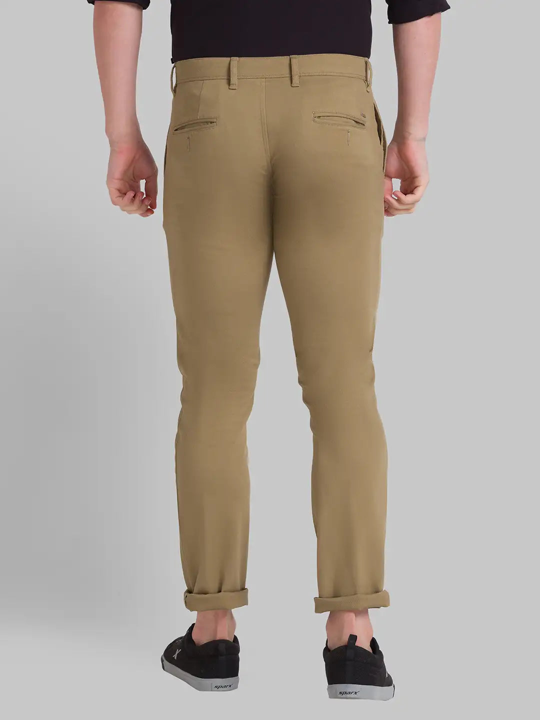 Men Slim Fit Dark Khaki Chinos