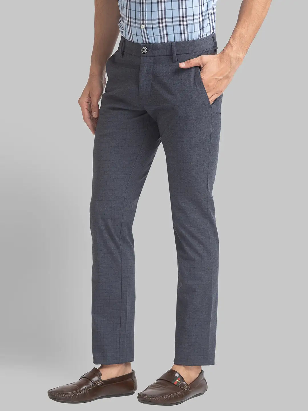 Men Tapered Fit Dark Blue Trouser