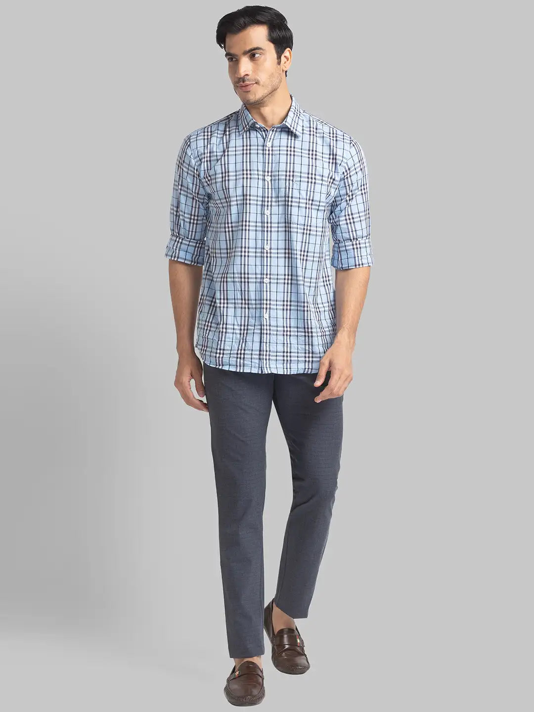Men Tapered Fit Dark Blue Trouser