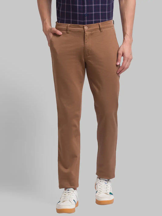 Men Tapered Fit Dark Red Chinos