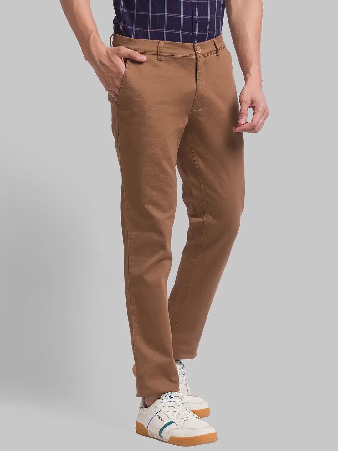 Men Tapered Fit Dark Red Chinos