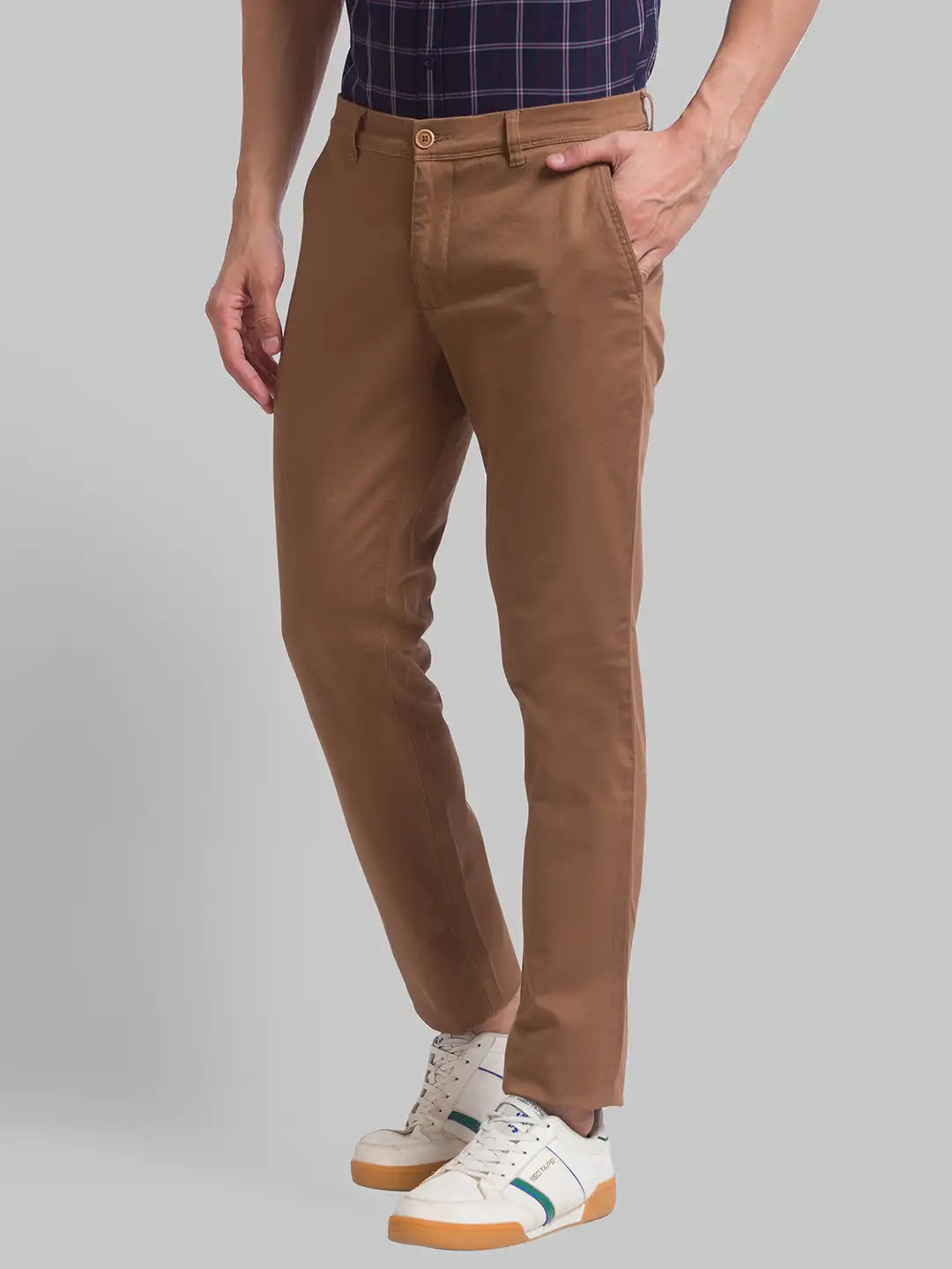 Men Tapered Fit Dark Red Chinos