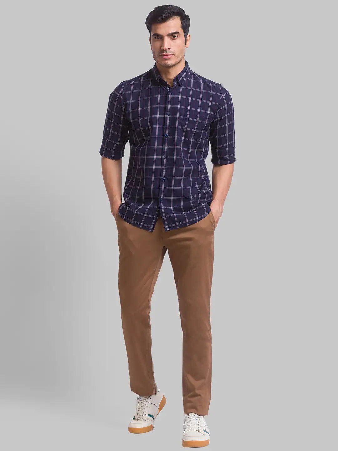 Men Tapered Fit Dark Red Chinos