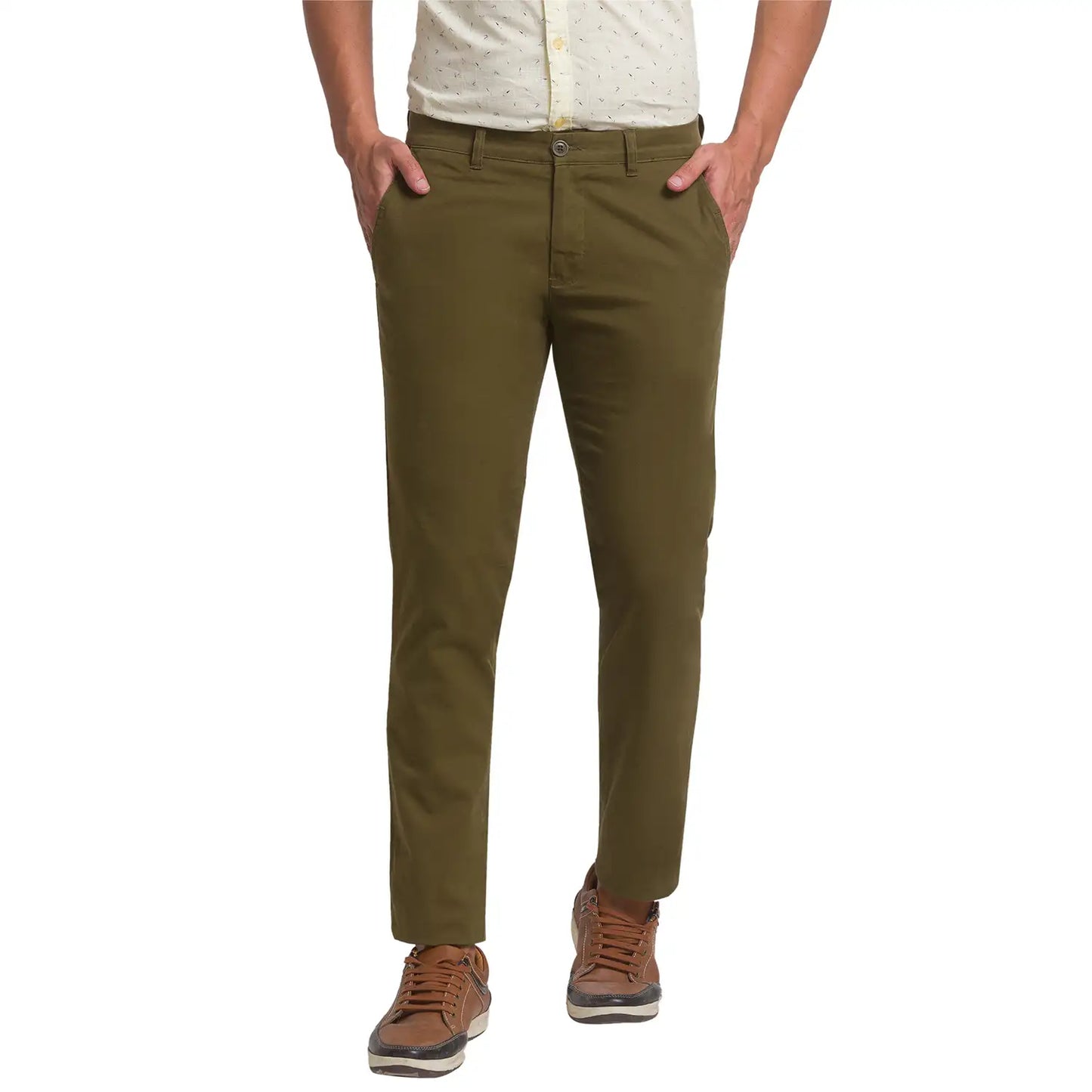 Men Tapered Fit Beige Trouser