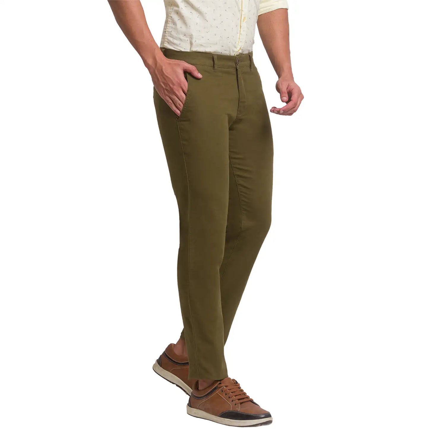 Men Tapered Fit Beige Trouser
