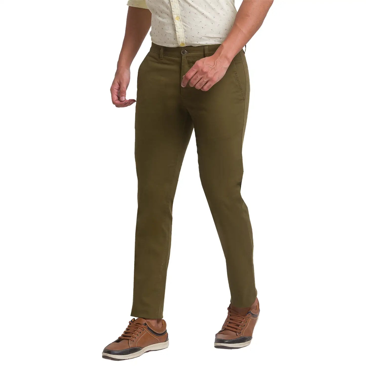 Men Tapered Fit Beige Trouser