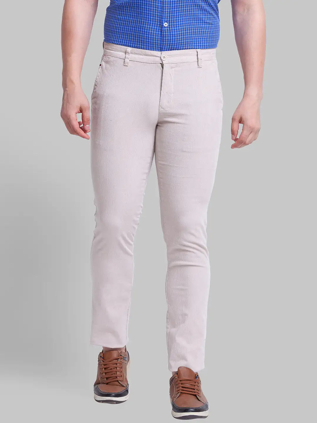 Men Tapered Fit Khaki Trouser