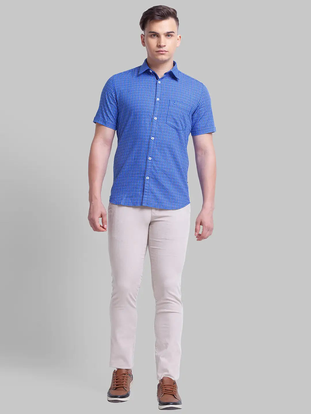 Men Tapered Fit Khaki Trouser