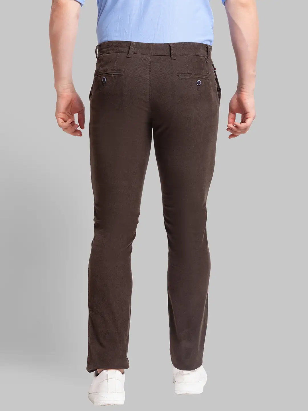 Men Tapered Fit Dark Brown Trouser