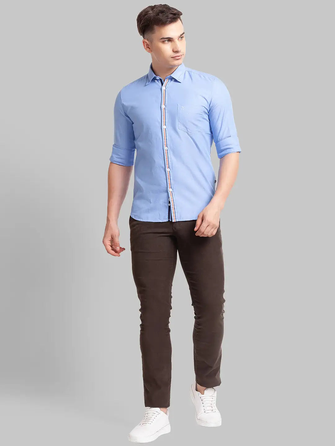 Men Tapered Fit Dark Brown Trouser