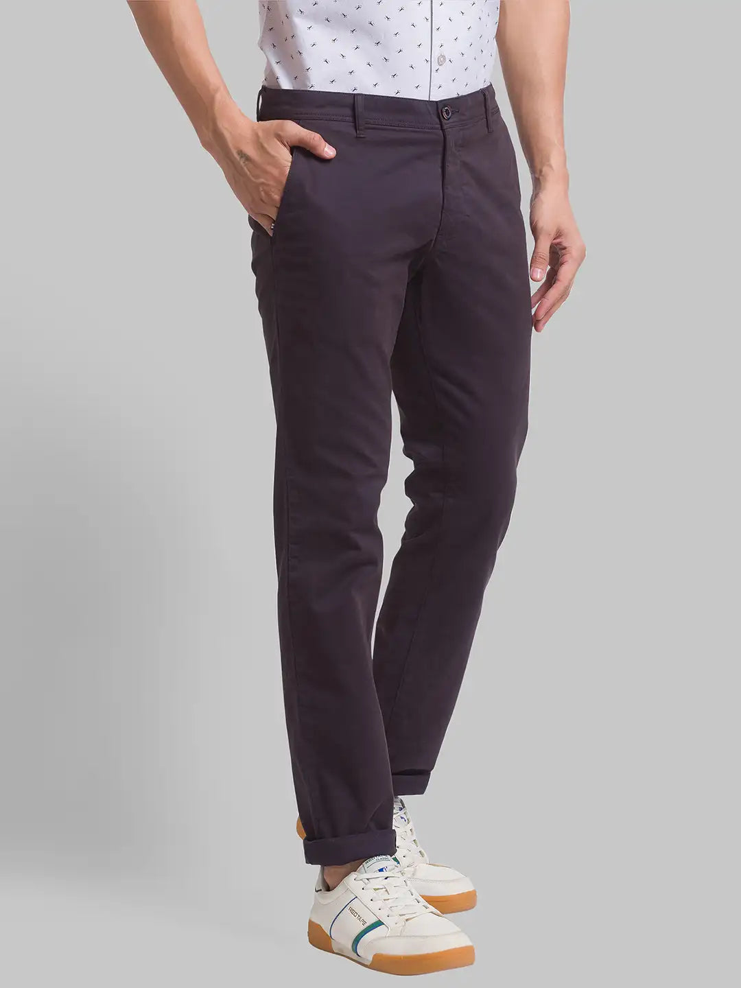 Men Tapered Fit Khaki Chinos