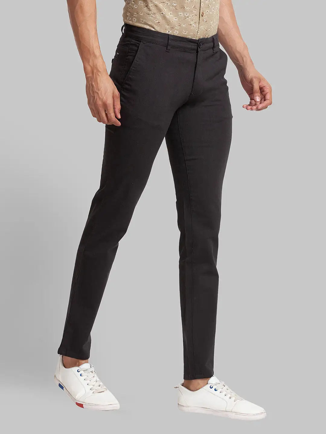 Men Tapered Fit Black Chinos & Trouser