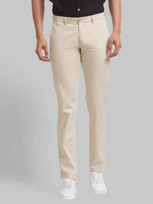 Men Tapered Fit White Chinos & Trouser