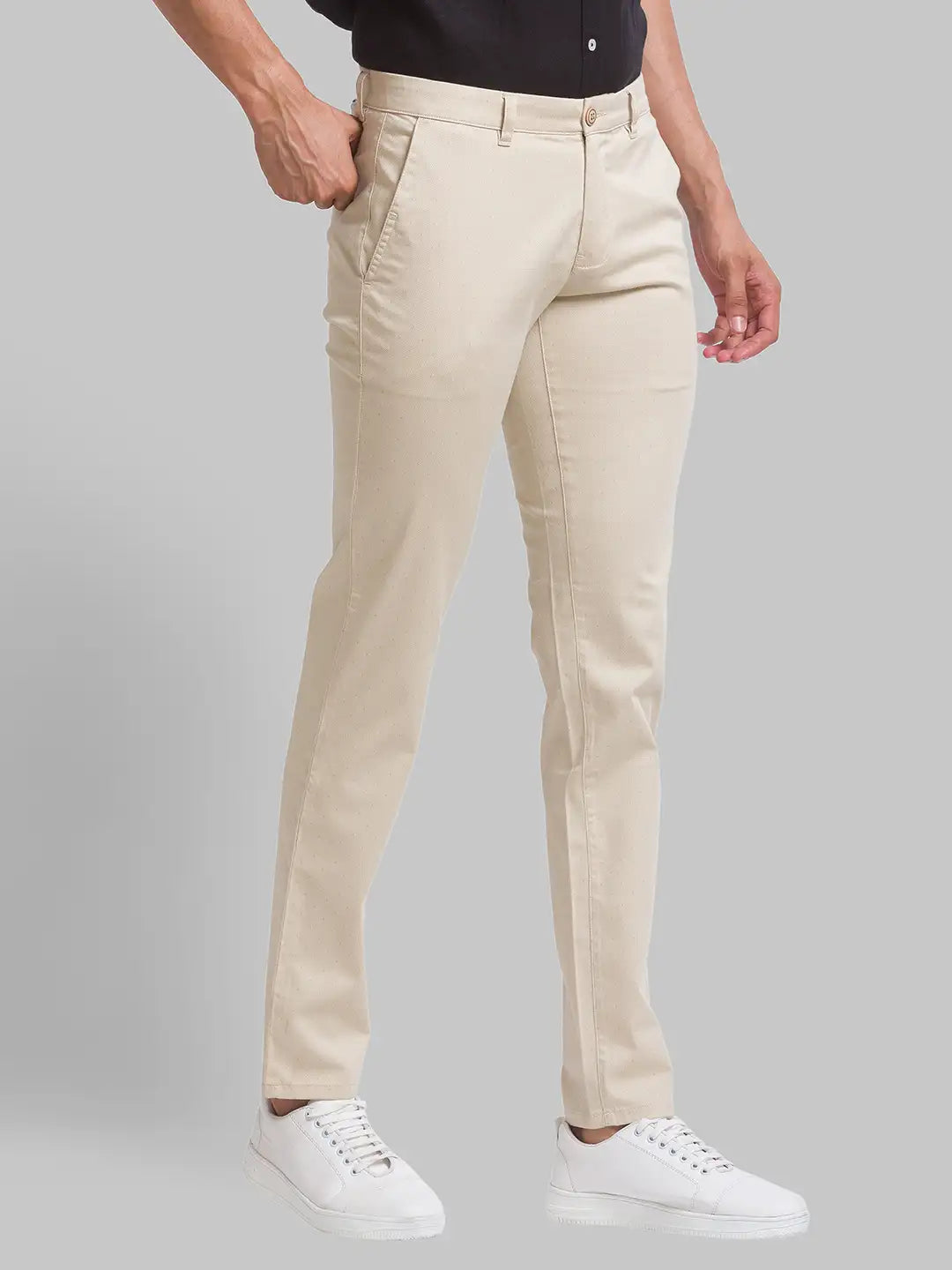 Men Tapered Fit White Chinos & Trouser