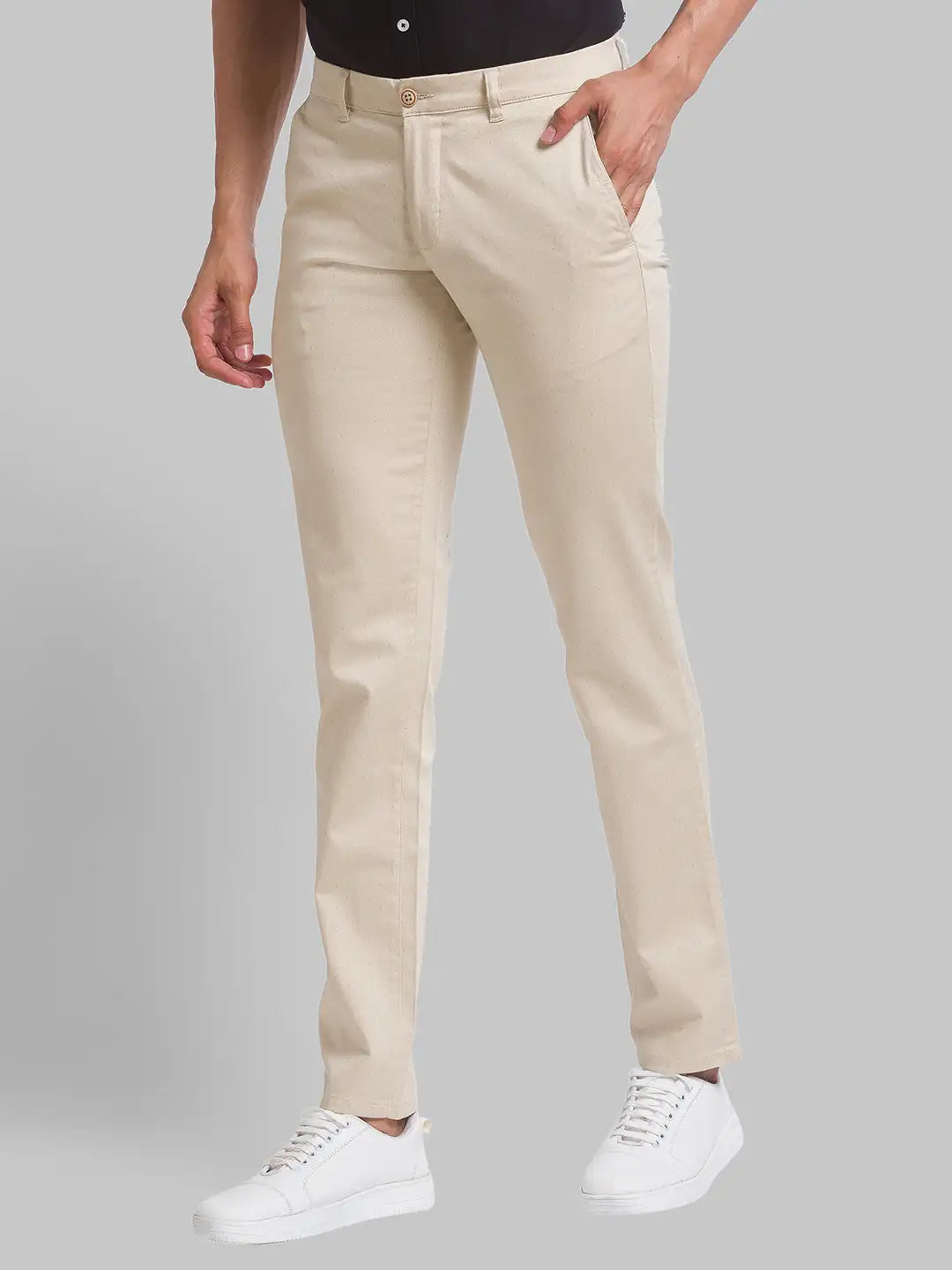 Men Tapered Fit White Chinos & Trouser