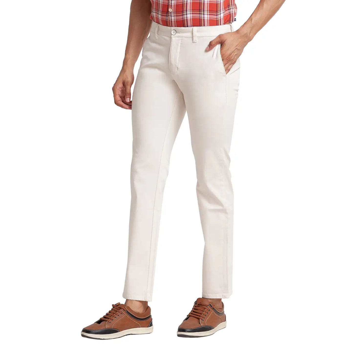 Men Tapered Fit Khaki Trouser
