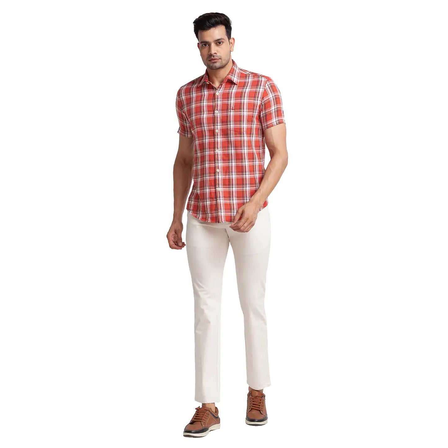 Men Tapered Fit Khaki Trouser
