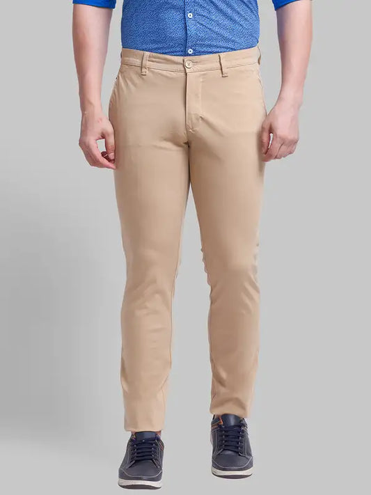 Men Carrot Fit Beige Trouser