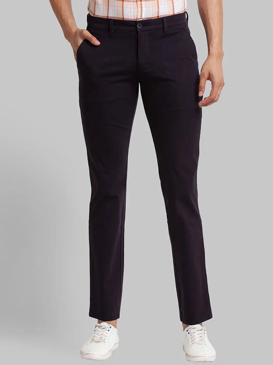 Parx Men Green Printed Lrt Fit Cotton Blend Trouser