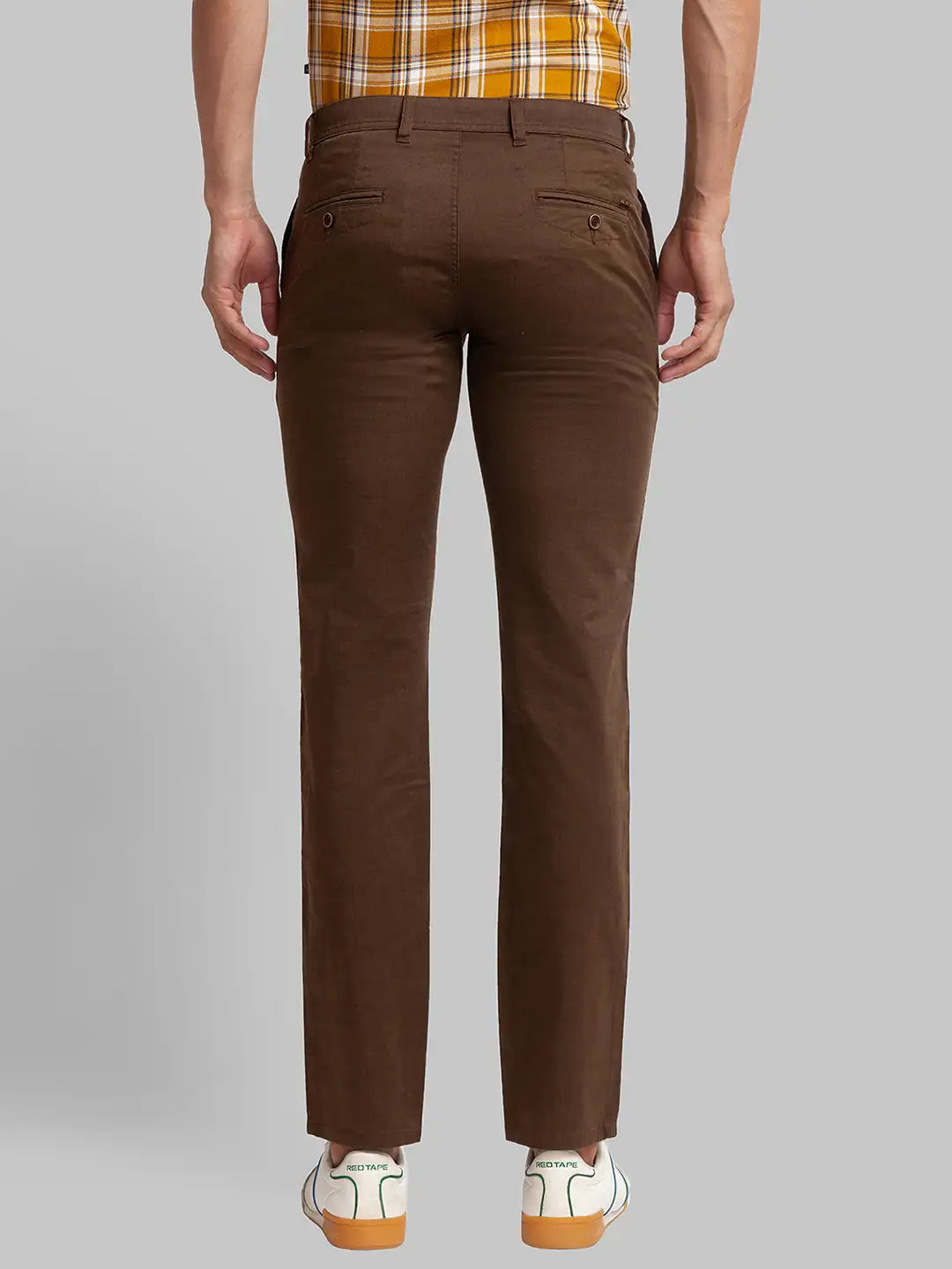 Men Tapered Fit Brown Chinos & Trouser