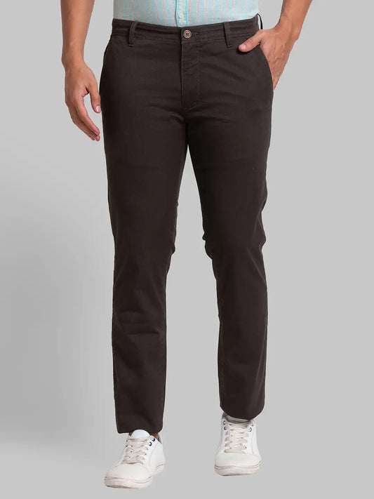 Men Tapered Fit Brown Chinos