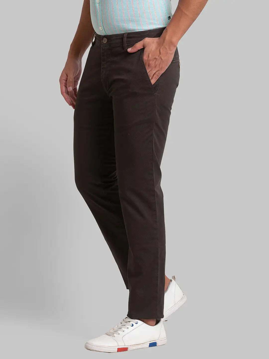 Men Tapered Fit Brown Chinos