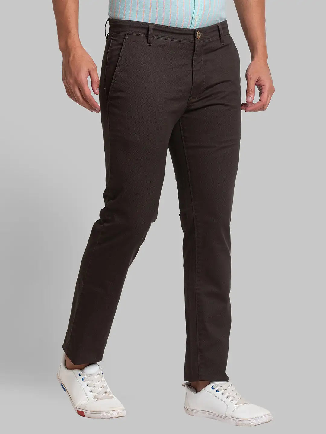 Men Tapered Fit Brown Chinos