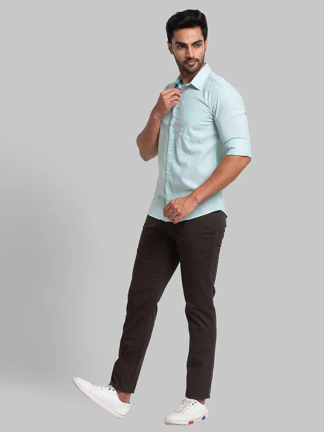 Men Tapered Fit Brown Chinos