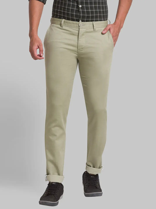 Men Tapered Fit Blue Chinos & Trouser