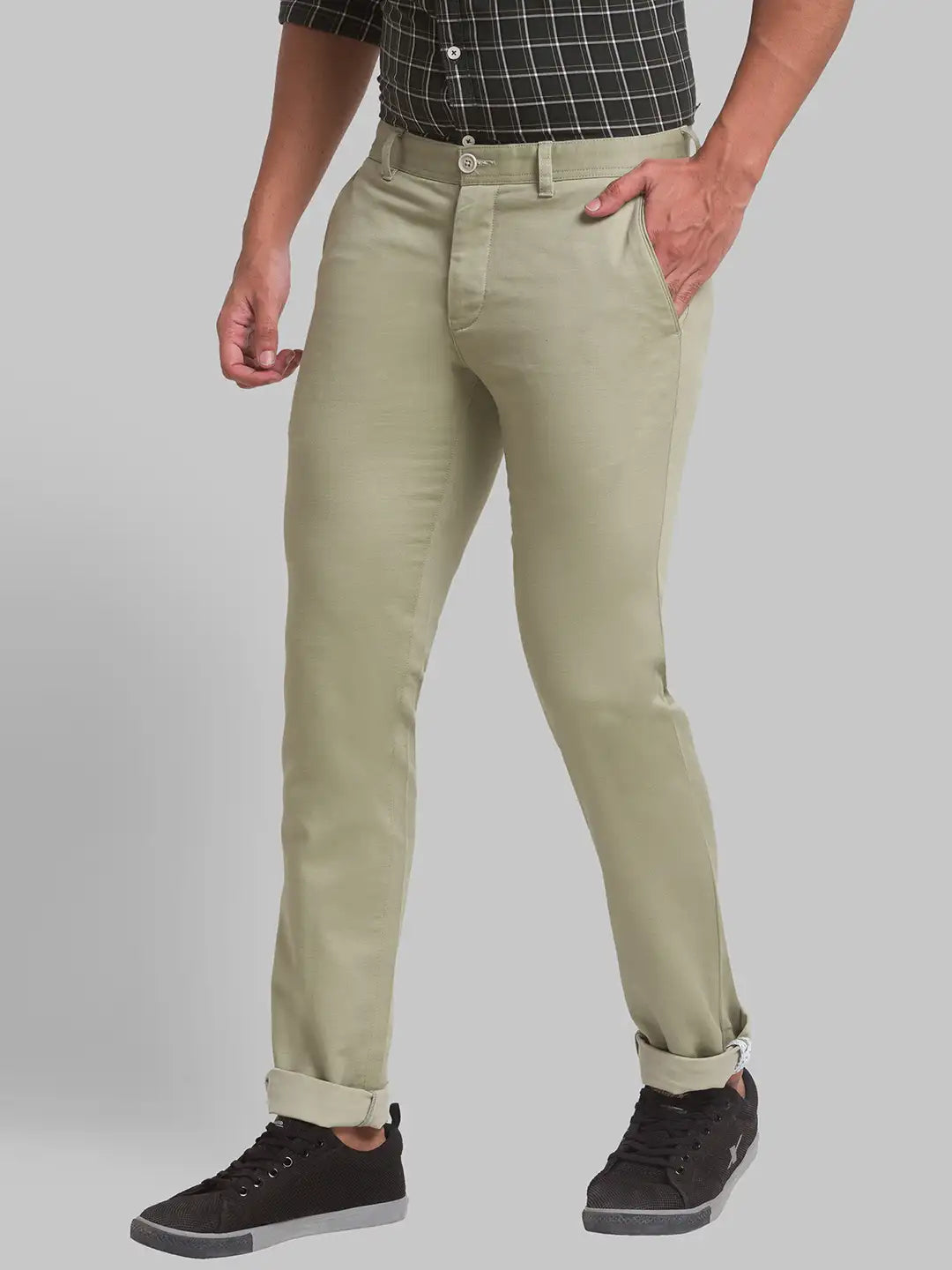 Men Tapered Fit Blue Chinos & Trouser