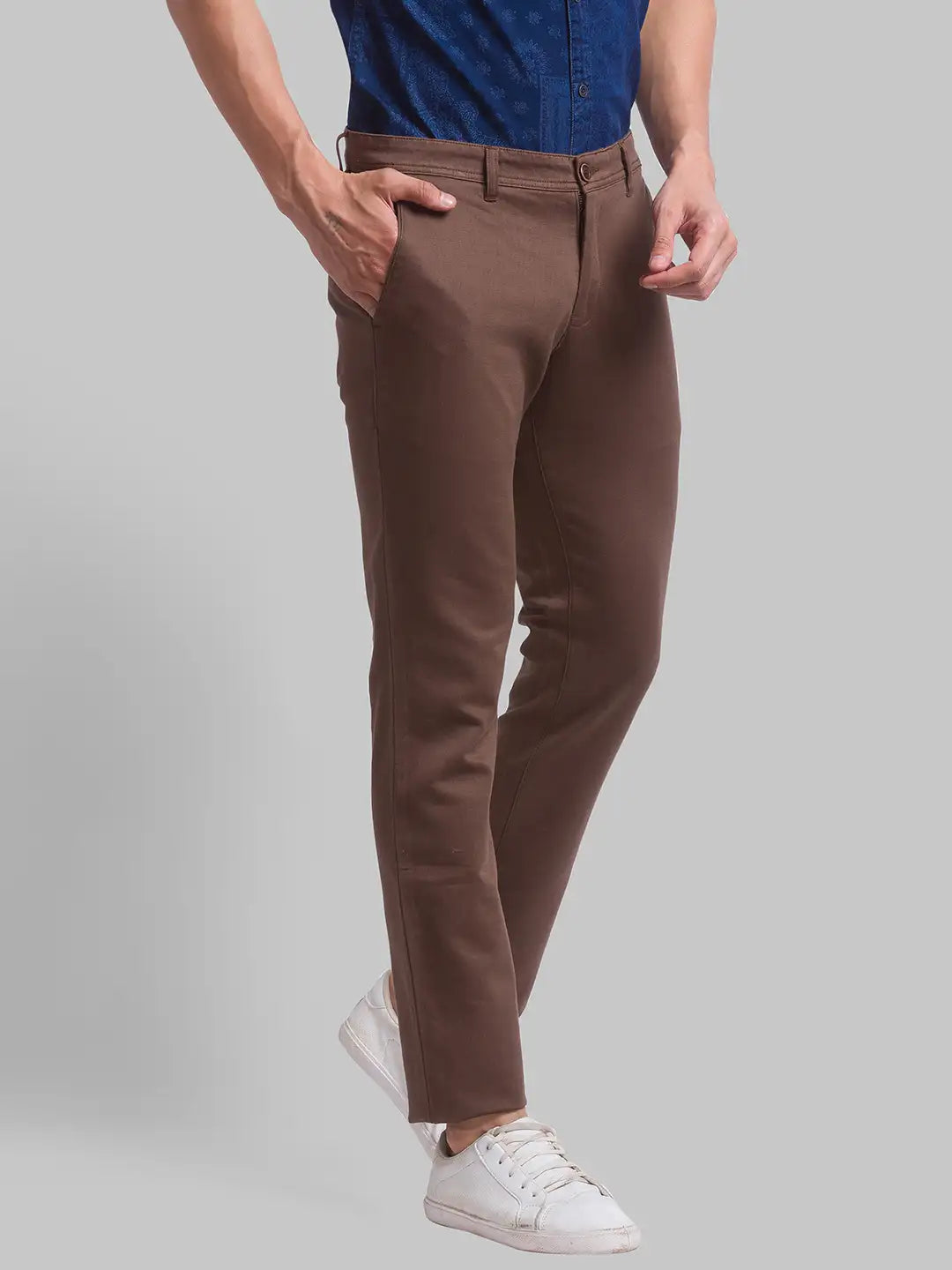 Men Tapered Fit Blue Trouser