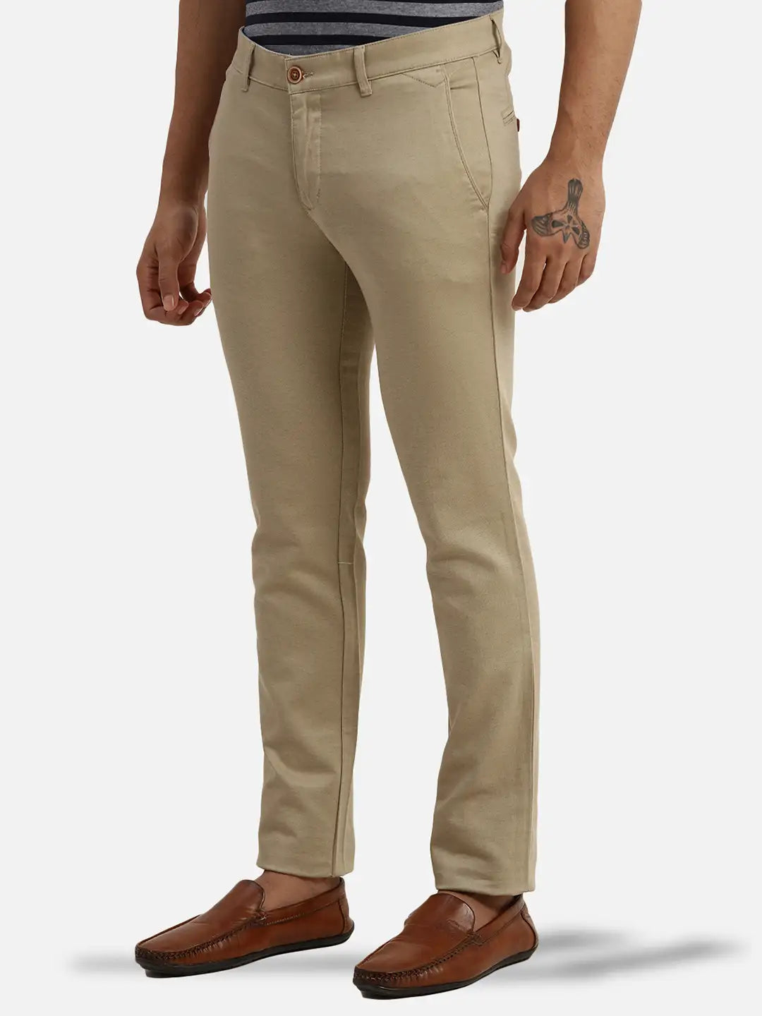 Men Low Rise Tapered Fit Blue Trouser