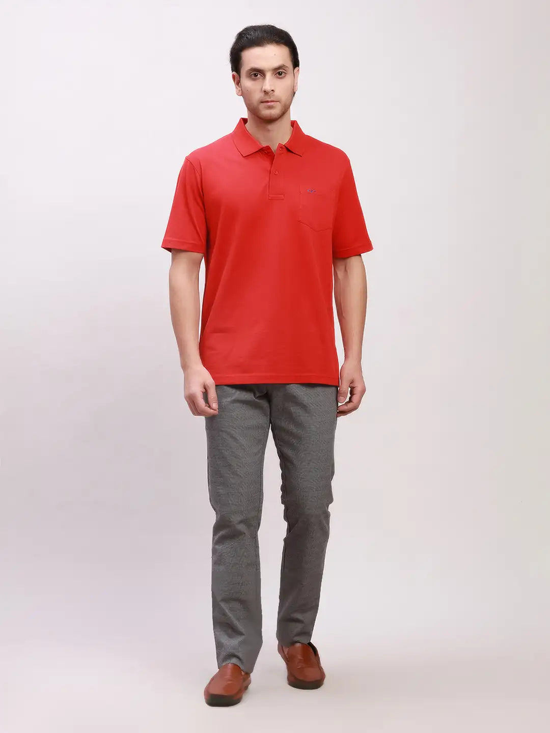 Parx Men Blue Solid Low Rise Tapered Fit Cotton Blend Trouser