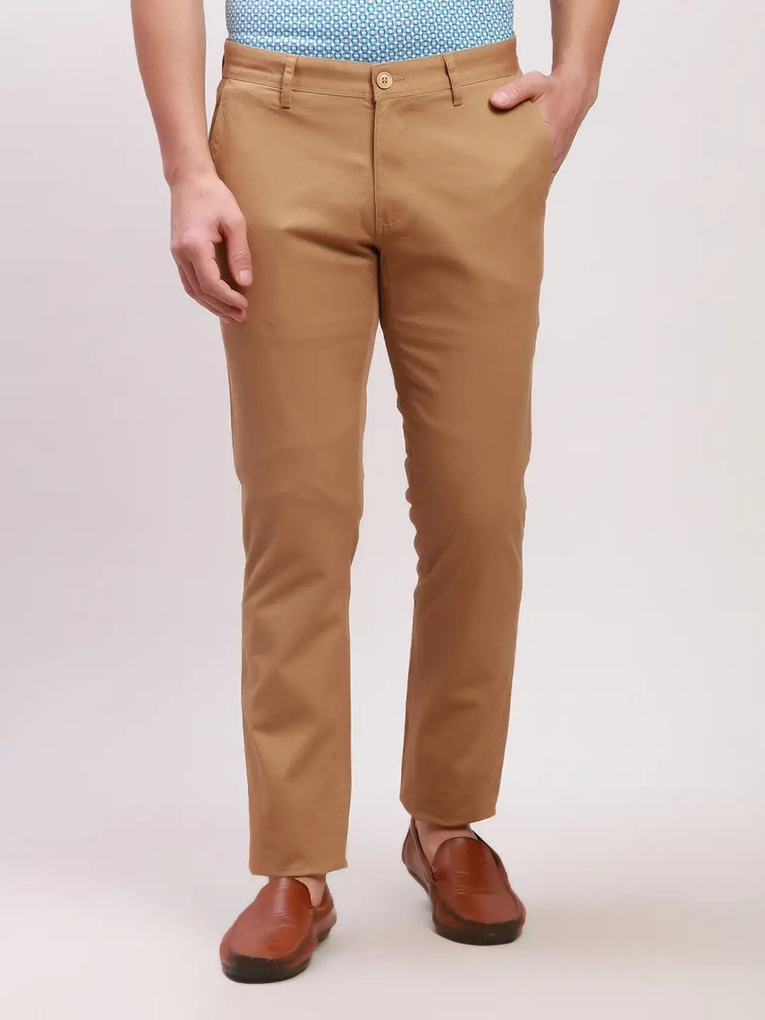 Parx Men Black Solid Lrt Fit Cotton Blend Trousers