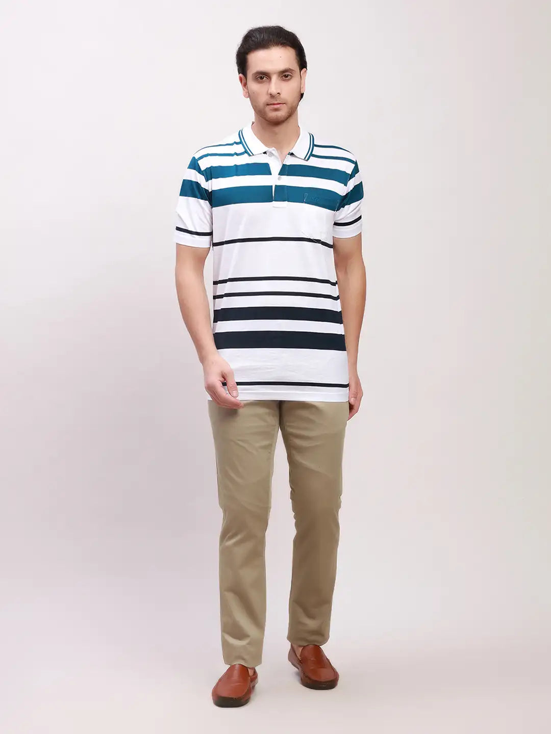 Parx Men Blue Solid Lrt Cotton Blend Trousers