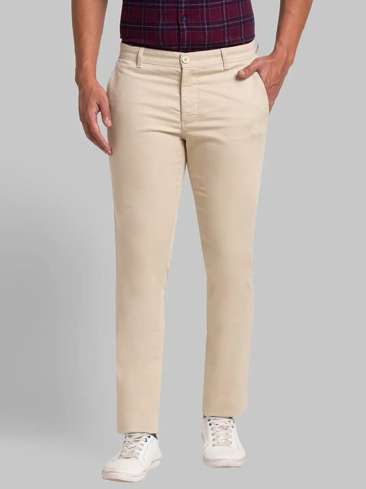 Men Tapered Fit Brown Trouser