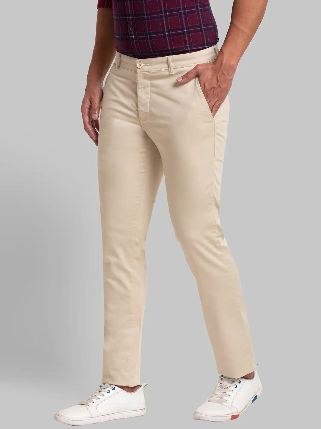 Men Tapered Fit Brown Trouser