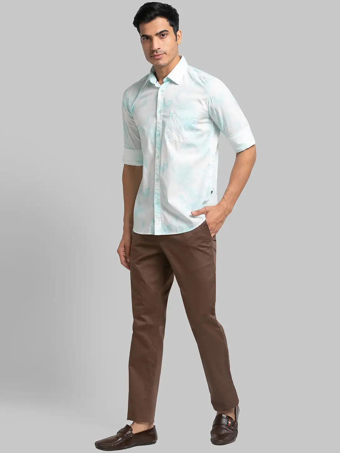 Men Tapered Fit Blue Trouser