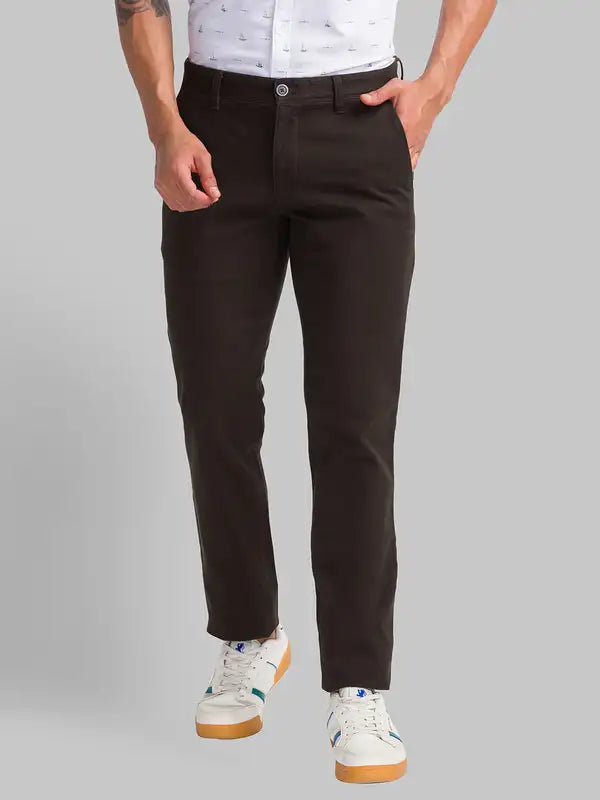 Men Low Rise Tapered Fit Blue Trouser