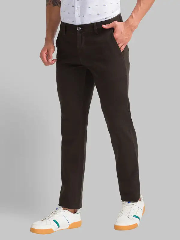 Men Low Rise Tapered Fit Blue Trouser