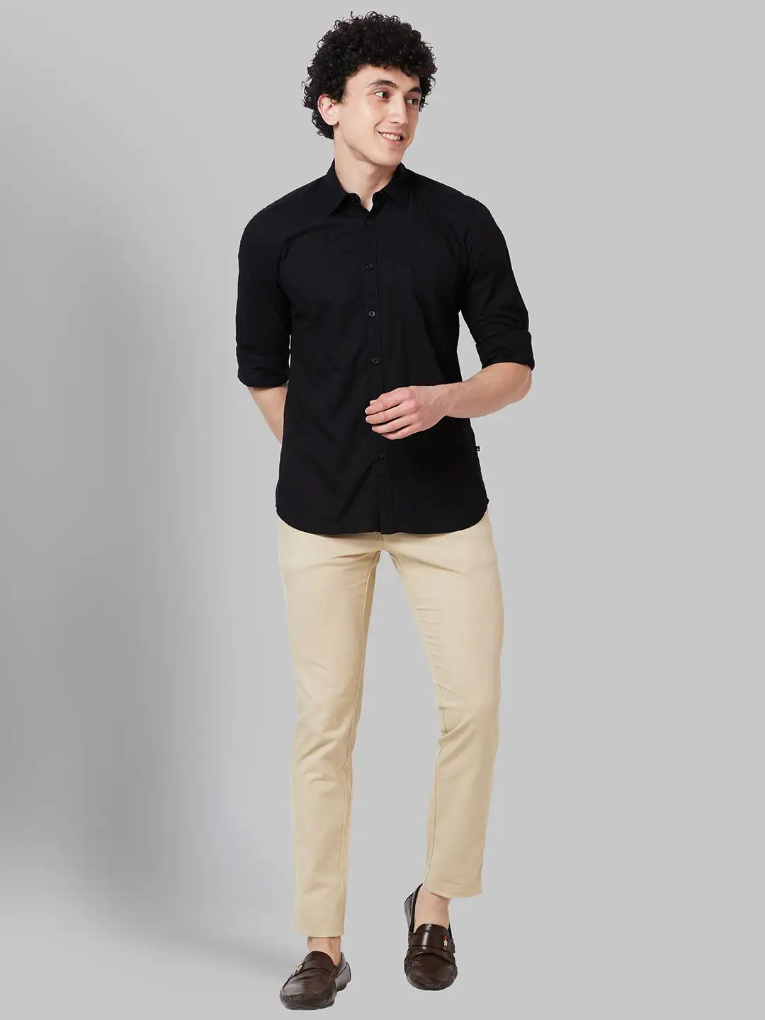 Men Lrt Fit Black Trouser