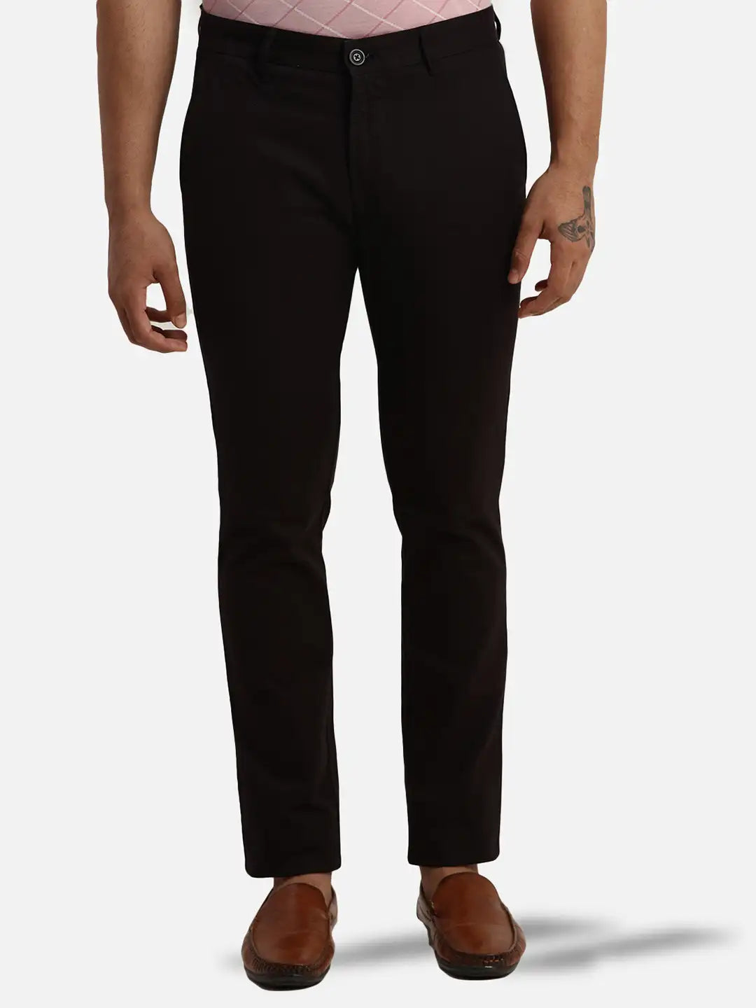 Men Low Rise Tapered Fit Blue Trouser