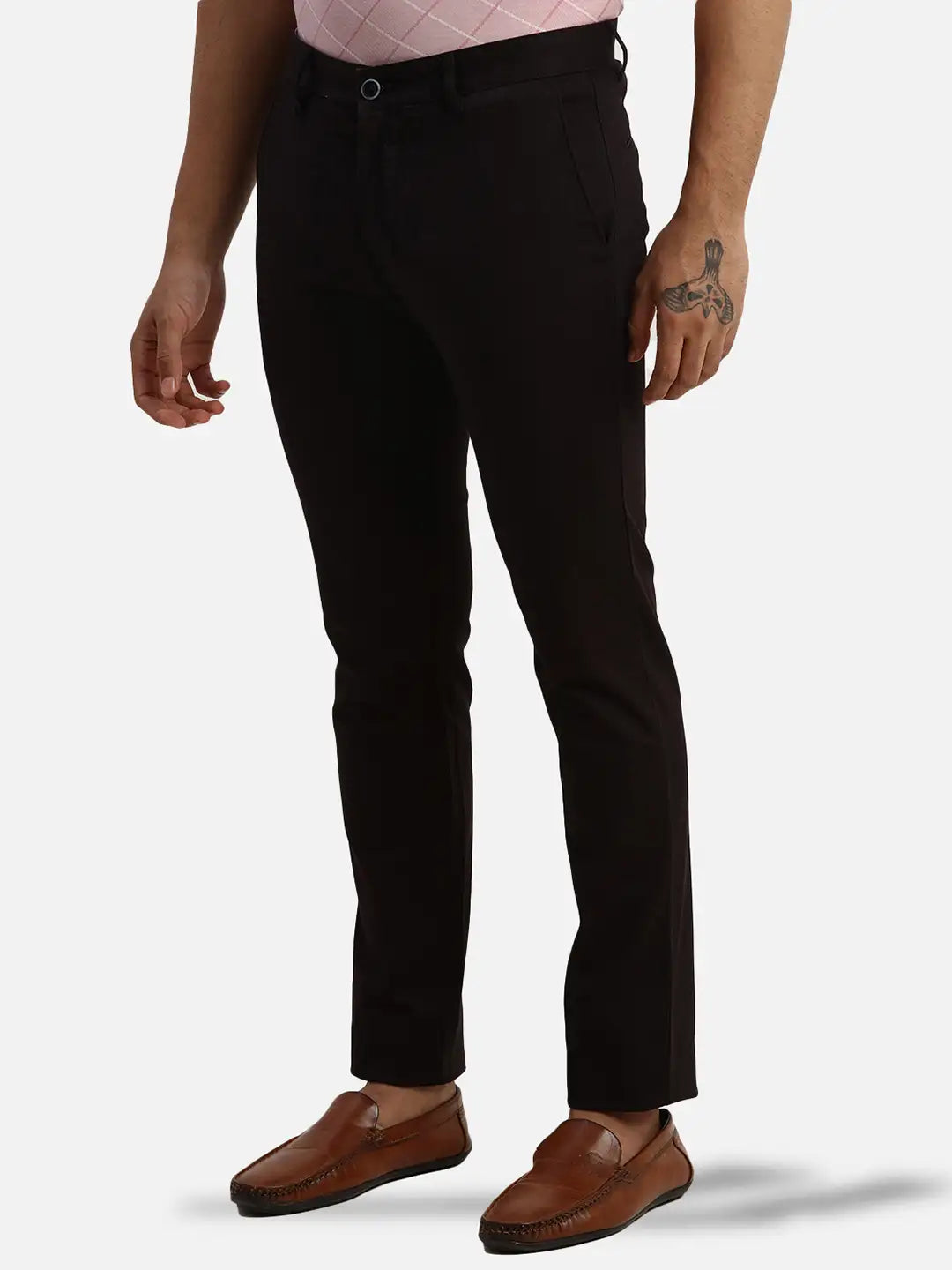 Men Low Rise Tapered Fit Blue Trouser