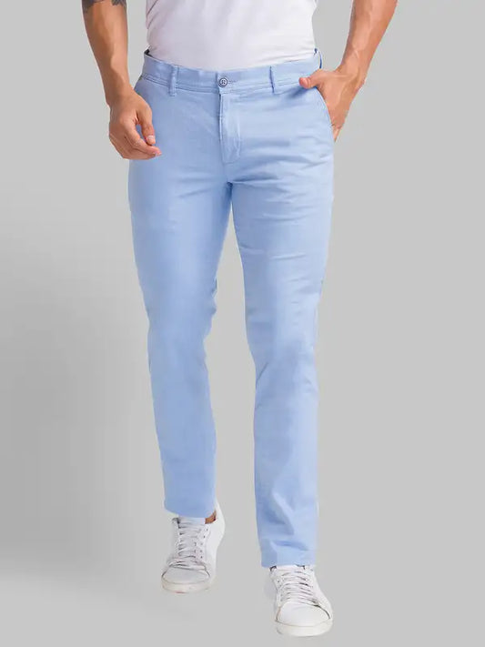 Men Slim Fit Blue Trouser