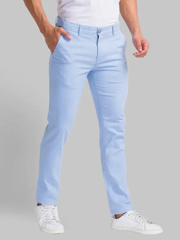 Men Slim Fit Blue Trouser