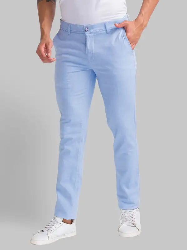 Men Slim Fit Blue Trouser