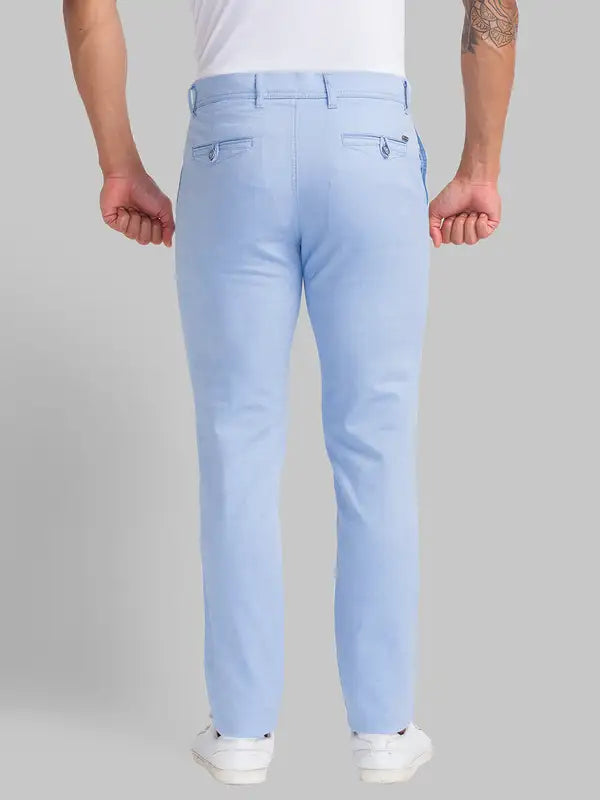 Men Slim Fit Blue Trouser