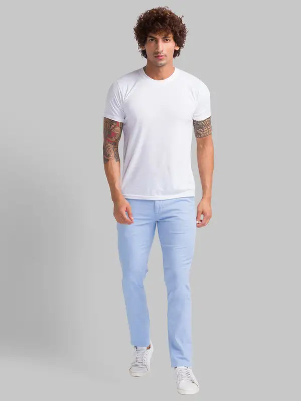 Men Slim Fit Blue Trouser