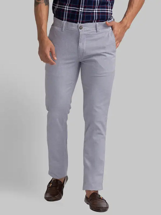 Men Tapered Fit Blue Trouser